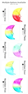 Detalle de lunas de cristal de 3 pulgadas con caras grabadas en cinco colores degradados
