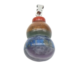 Handcrafted colorful natural crystal stone Wu Lou pendant with silver metallic clasp