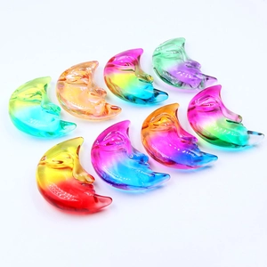 Set de ocho lunas de cristal de 3 pulgadas con caras talladas y acabado galvanizado vívido