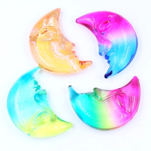 Set de cuatro lunas crecientes de cristal de 3 pulgadas con grabados faciales arte