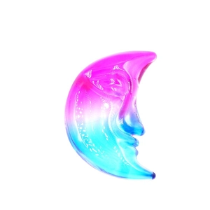 Estatua de luna de 3 pulgadas con perfil de cara en resina degradada rosa y azul