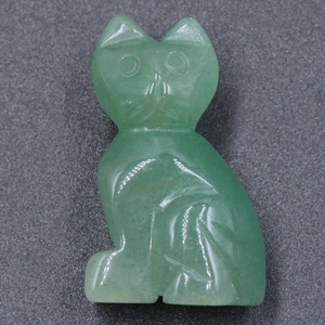 Natural green aventurine cat figurine carved from gemstone with a polished smooth finish