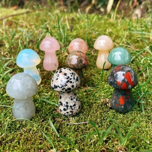 Naturstein Kristall Pilz Ornament Rosenquarz Aventurin Obsidian Geschnitzte Mini Polierte Heilsteine Für Haus Büro Schreibtisch Mikro Landschaft Dekor Geschenk