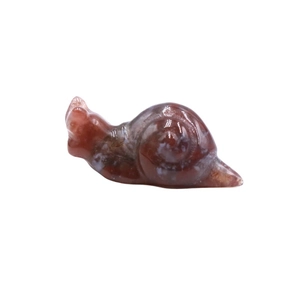 Polished natural red agate stone snail figurine ornament with unique white textures