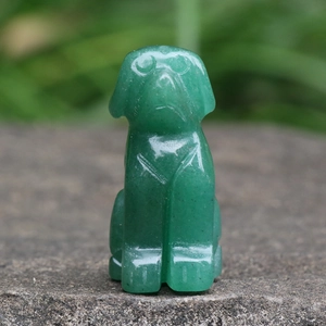 Dog Figurine Natural Green Aventurine Hand Carved Animal Statue Miniature Stone Healing Crystal Desk Ornament