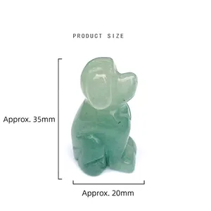 Natural Green Aventurine hand-carved dog figurine statue home decor ornament 35mm