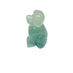 Hand-carved green aventurine gemstone puppy dog figurine with polished finish