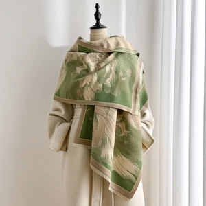 Vintage Floral Jacquard Winter Scarf Women Faux Cashmere Elegant Warm Long Shawl With Tassels Soft Versatile Chic Wrap