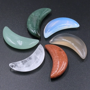 Ornement de Lune en Cristal Naturel Forme Croissant Pierre de Guérison Quartz Agate Aventurine Pour Méditation Décoration Maison Spirituelle
