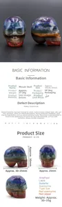 Detailed size chart for handmade carved mixed natural stone skull sculpture ornaments