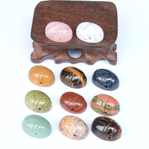 Carved natural crystal scarab beetle pendants in mixed gemstones for DIY jewelry making