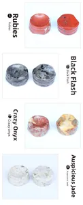 Polished natural stone ball display stands in jasper, black flash, onyx, and jade