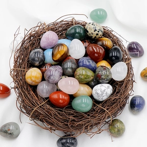 Egg Shaped Natural Gemstone Crystal Stone Polished Healing Energy Decorative Easter Eggs Multi Color