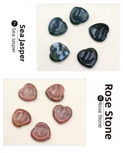 Detailed view of heart-shaped Ocean Jasper and Rhodonite stones with natural textures