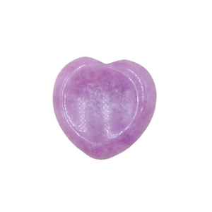Natural 30mm purple amethyst heart stone with polished smooth texture and white vein patterns