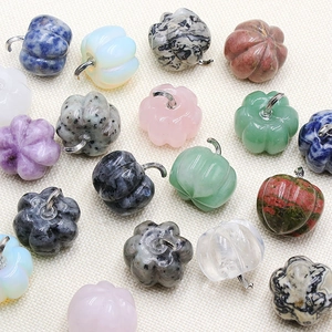 30mm natural crystal pumpkin pendants with silver hooks for jewelry DIY and decor