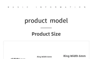 Detailed size chart showing the 6mm width specification for the natural stone ring band