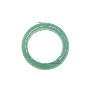 Polished natural green agate ring band with authentic stone texture on white background