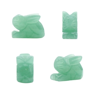Figurine de lapin en aventurine verte naturelle sculptée à la main, vue multi-angles
