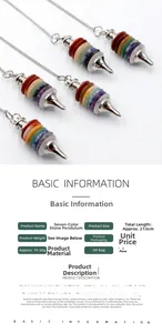 Detailed chakra stone pendulum size guide with 27.5cm length and weight specifications