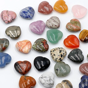 Natural Crystal Agate Heart Polished Stone Heart Shaped Healing Crystal For DIY Jewelry Making Home Office Desk Decor Multi Material Small Stones