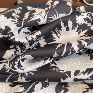 2025 vintage floral print square silk scarf with elegant black and white botanical patterns