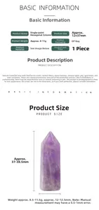 Detailed specs of the single pointed hexagonal amethyst prism with dimensions and weight