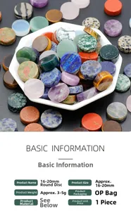 Close-up of 16-20mm natural crystal and agate button stones in various polished colors
