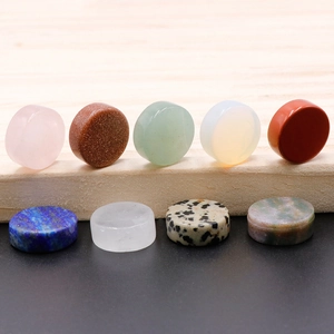 Set of 16-20mm assorted natural crystal and agate button discs for DIY jewelry making