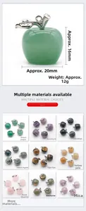 Detail showing 20x16mm natural crystal apple pendants in nine different gemstones