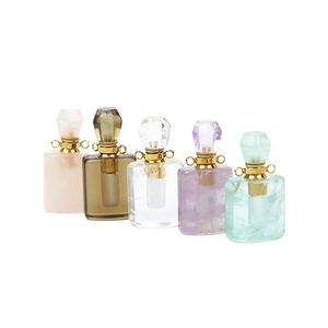 Colgantes de botellas de aceites esenciales en cristal natural en cinco piedras de colores