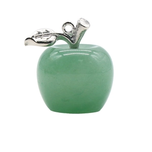 Natural green quartz apple pendant with silver stem for Christmas gifts