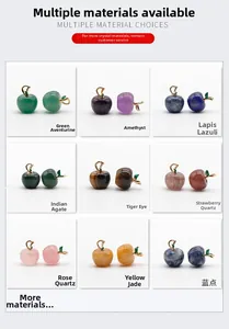 Collection of apple-shaped natural gemstone pendants in nine colorful crystal varieties