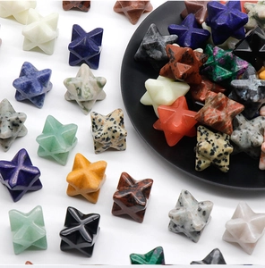 Detailed collection of 30mm natural gemstone Merkaba stars in various healing crystals