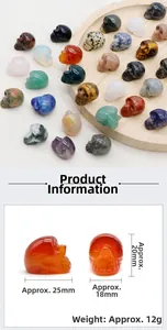 Detailed size guide for 1-inch carved crystal skull crafts with specific dimensions