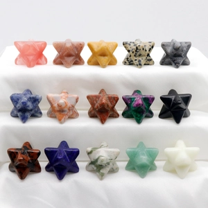 30mm natural crystal Merkaba stars set including aventurine and various gemstones