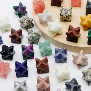 30mm natural crystal Merkaba star ornaments in Aventurine, Obsidian and Rose Quartz