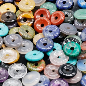 Polished natural crystal and agate donut spacer beads for DIY jewelry making and pendants