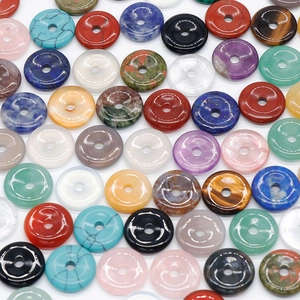 Polished natural crystal and agate donut gemstone pendants for DIY jewelry making