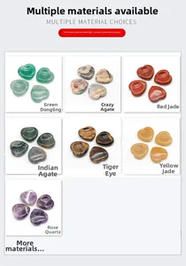 Collection of seven types of 40mm heart-shaped polished natural crystal worry stones