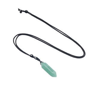 Pendente esagonale in avventurina verde naturale con cordino nero per collana fai-da-te
