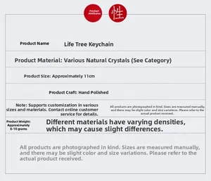 Spécifications du porte-clés Arbre de Vie en cristal naturel avec polissage artisanal