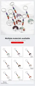 Détail de porte-clés Arbre de Vie avec diverses pierres de cristal de soin naturel