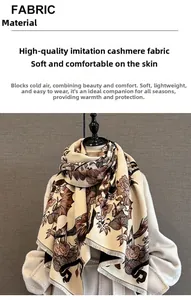 Detail of floral butterfly pattern and soft tassel edge on vintage cashmere feel scarf