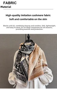 Detail of paisley imitation cashmere scarf showing fabric texture and fringe edges