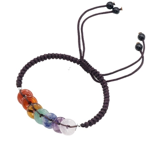 Bracelet énergétique 7 Chakras tressé à la main avec pierres naturelles et cordon réglable