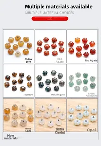 Grille de divers pendentifs citrouille en pierres naturelles dont quartz et œil de tigre
