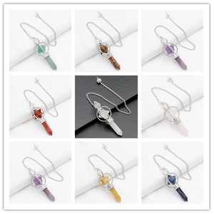Merkaba star crystal pendants in amethyst and rose quartz with silver chains