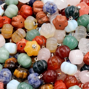 Pendentifs citrouille en pierre naturelle avec bélière pour la création de bijoux DIY