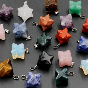 Pendentifs étoile Merkaba 24mm en améthyste et pierres naturelles avec fermoirs argentés